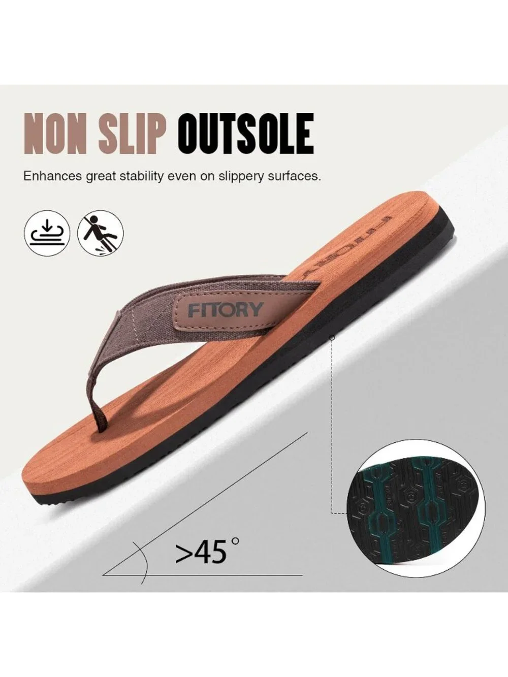 Men's Reddish Brown Flat Thongs Comfort Split Toe Rubber Flip Flop Slipper Shoes